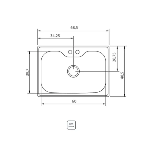 Cuba Morgana 60 FX Undermount em Aço Inox 69x49cm com Válvula - Image 3